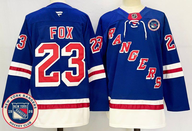 Men New York Rangers #23 Fox Blue Fanatics 2025 NHL Jersey style 4->new york rangers->NHL Jersey